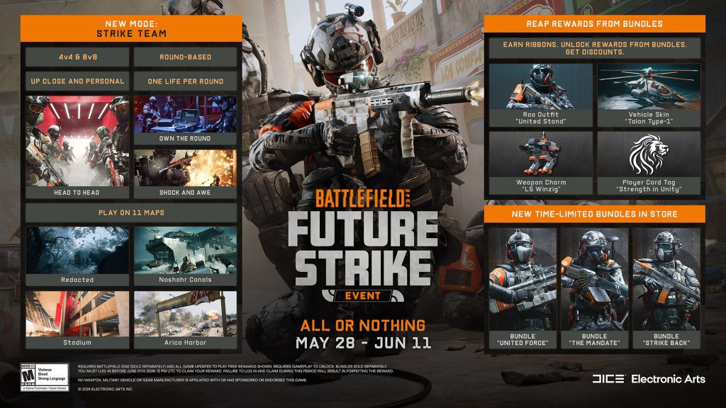 The Coming Strike event will begin in Battlefield 2042 on May 28th with a no-respawn mode.